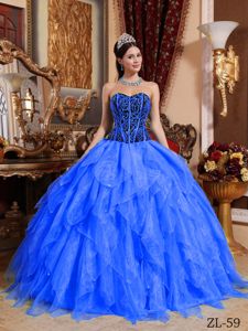 Sweetheart Floor-length Blue Sweet 15 Dresses with Ruffles in Little Rock