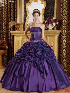 Eggplant Purple Strapless Quinceanera Gown Dress with Pick-ups in Akron