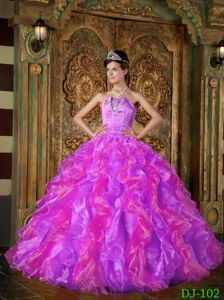 Beaded and Ruffled Strapless Purple Sweet Sixteen Dresses in Beverly Hills