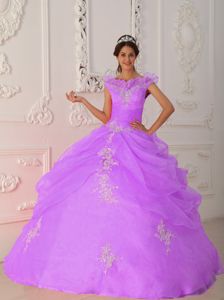 Elegant Lavender v Neck Beaded Quinceanera Dresses with Pick Ups in Smyrna