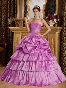 Lavender Strapless Beaded Taffeta Sweet 16 Dresses with Ruffles in Macon