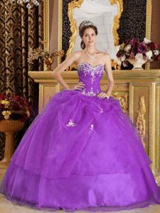 Impressive Sweetheart Appliqued Quinceanera Dresses in Eggplant Purple