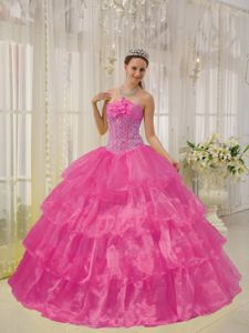 Hand Flowery Strapless Beaded Sweet 15 Dresses with Ruffles in Tallahassee