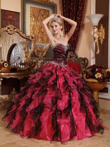 Multi-color Beaded Sweetheart Long Quinceanera Gown Dress with Ruffles