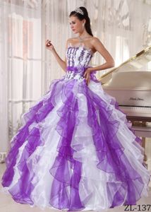 Multi-color Strapless Full-length Quince Dresses with Appliques and Ruffles