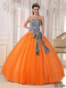 Multi-color Pattern and Bowknot Sweet Sixteen Quinceanera Dresses