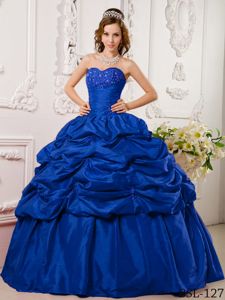 Royal Blue Ball Gown Sweetheart Quinceanera Dress with Taffeta Pick-ups