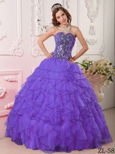 Paillettes and Ruffles Purple Ball Gown Quinceanera Gown in Martinsburg