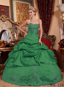 Dark Green Sweet 16 Dresses with Embroidery and Pick Ups in Blaine