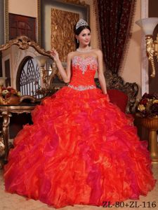 Sassy Jewelry Ruche and Ruffles Decorated Red Quince Dresses in Camas