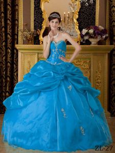 Pick Ups and Appliques Blue Ball Gown Quinceanera Dress in North Bend