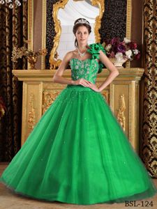 Green Single Shoulder Sweet 15 Dresses with Paillettes near Port Orchard