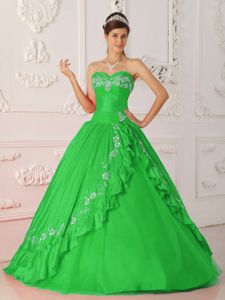 Sweetheart Green Quinceanera Gown with Floral Embroidery in Washougal