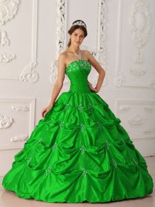 Embroidery Ruche and Pick Ups Green Quince Dresses in White Salmon