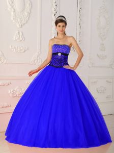 Blue Strapless Floor-length Sweet 16 Dresses with Beading in Lakeland