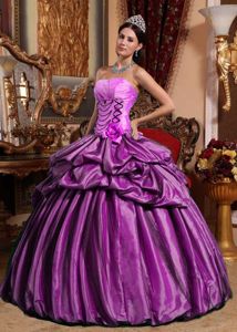 Nifty Strapless Floor-length Purple Quinceanera Dresses with Flowers