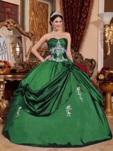Green Sweetheart Princess Quince Dresses with Appliques in Fullerton