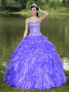 Beaded and Ruffled A-line Quinceanera Dresses in Slate Blue in Fort Myers