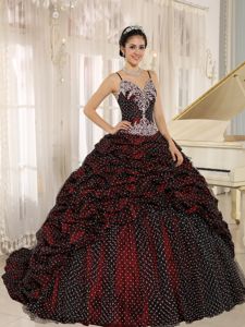 Spaghetti Straps Floor-length Wine Red Dress For Quinceanera with Beading