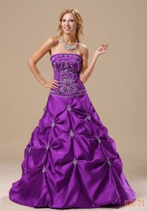 Strapless Purple Quince Dresses with Appliques and Embroidery in Denver