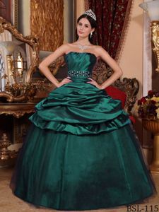 Dark Green Strapless Floor-length Beaded Quinceanera Gown Dresses in Arlington VA