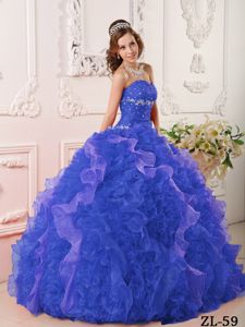 Cheap Blue Sweetheart Organza Appliques and Beading Quinceanera Dress in Bellevue