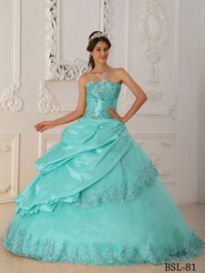 Baby Blue Princess Sweetheart Taffeta and Tulle Beaded Quinceanera Dress
