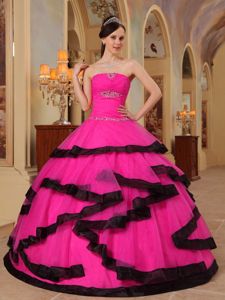 2013 on Sale Hot Pink Strapless Appliques Quinceanera Dress in Virginia Beach