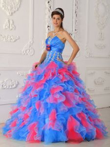 Multi-color Strapless Appliques and Flowers Quinceanera Dress in Herndon 2013