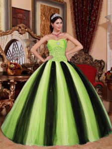 Cheap Sweetheart Tulle Beaded Multi-colored Quinceanera Dress in Hampton
