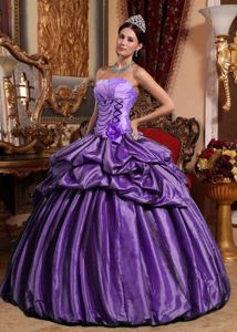 Purple Strapless Hand Made Flower Dress for Quince in Fredericksburg VA