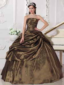Discounted Strapless Brown Beading Quinceanera Gown Dress in Fairfax VA