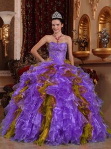 Sweetheart Floor-length Organza Quinceanera Dress with Beading in Valparaiso