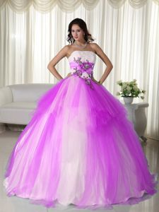 Hot Pink Strapless Tulle Beaded Quinceanera Dresses in Winchester