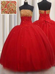 Custom Made Sleeveless Lace Up Floor Length Beading Quince Ball Gowns