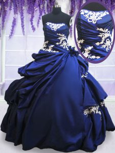 Fashionable Pick Ups Floor Length Ball Gowns Sleeveless Royal Blue Quinceanera Dresses Lace Up