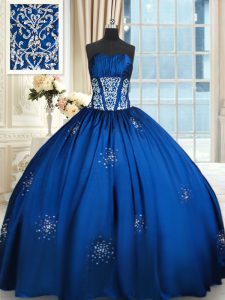 Great Floor Length Royal Blue Ball Gown Prom Dress Sweetheart Sleeveless Lace Up