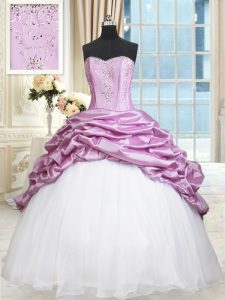 Multi-color Ball Gowns Beading and Pick Ups 15 Quinceanera Dress Lace Up Organza and Taffeta Sleeveless Floor Length