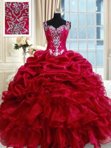 Straps Fuchsia Zipper Quince Ball Gowns Ruffled Layers and Pick Ups Sleeveless Floor Length