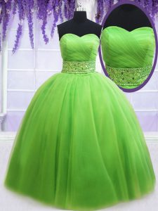 Sleeveless Beading and Ruching Lace Up Sweet 16 Quinceanera Dress