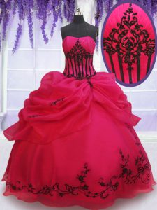 Organza Sleeveless Floor Length Sweet 16 Dress and Embroidery and Pick Ups