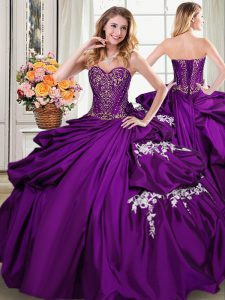 Modern Purple Sweetheart Neckline Beading and Appliques and Pick Ups Vestidos de Quinceanera Sleeveless Lace Up