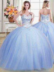 Fabulous Sweetheart Sleeveless Tulle Sweet 16 Quinceanera Dress Beading Lace Up