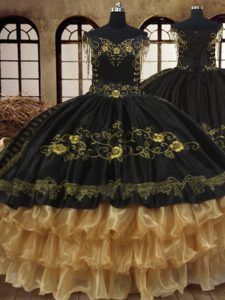 Off the Shoulder Sleeveless Lace Up Floor Length Beading and Embroidery and Ruffled Layers Sweet 16 Dresses