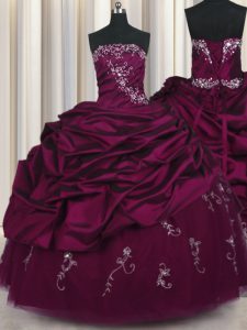 Comfortable Pick Ups Floor Length Ball Gowns Sleeveless Purple Quinceanera Gowns Lace Up