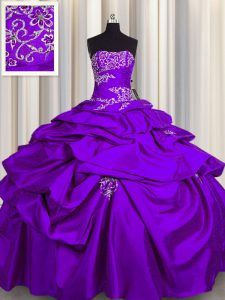 Sleeveless Lace Up Floor Length Appliques and Pick Ups Quinceanera Dresses