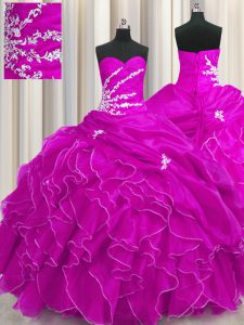 Hot Selling Sleeveless Beading and Appliques and Ruffles Lace Up Quinceanera Dress