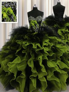 Popular Ball Gowns Quinceanera Dresses Multi-color Sweetheart Organza and Tulle Sleeveless Floor Length Lace Up