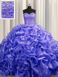 Sleeveless Court Train Lace Up With Train Beading and Pick Ups Quinceanera Dress