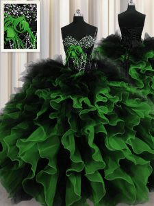 Ball Gowns Quinceanera Dress Multi-color Sweetheart Organza and Tulle Sleeveless Floor Length Lace Up